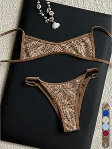 2026 New Spring Summer Bikini Two-Piece Swimsuit for Women, Style Sexy Backless Swim Top Triangle Tight Beach Vacation Swimwear, Bikini Sets