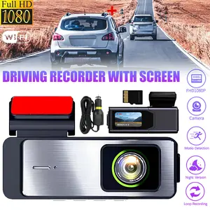 Dash Cam, Driving Recorder 1080P Front and Rear 2 Lens Parking Monitoring, 24H Infrared Night Vision Parking and Loop Recording,Built-in WiFi And 32GB Card, Large, Silver