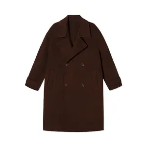 PSO 850g, 80 pieces, double-sided lamb wool long coat with double-breasted closure, black, PFY020