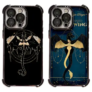 Fourth Wing Basgiath War College Dragon Case for iPhone 17 16 15 14 13 12 11 Pro Max, Shockproof 4-Corner Airbag Electroplated Phone Cover