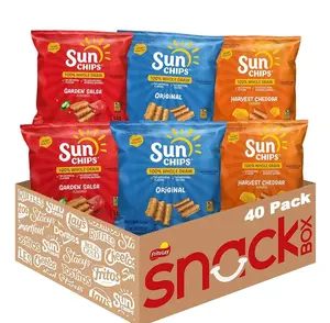 SunChips 100% Whole Grain Chips, Variety Pack, 1 oz Bags, Pack of 40, No Artificial Flavors, Colors
