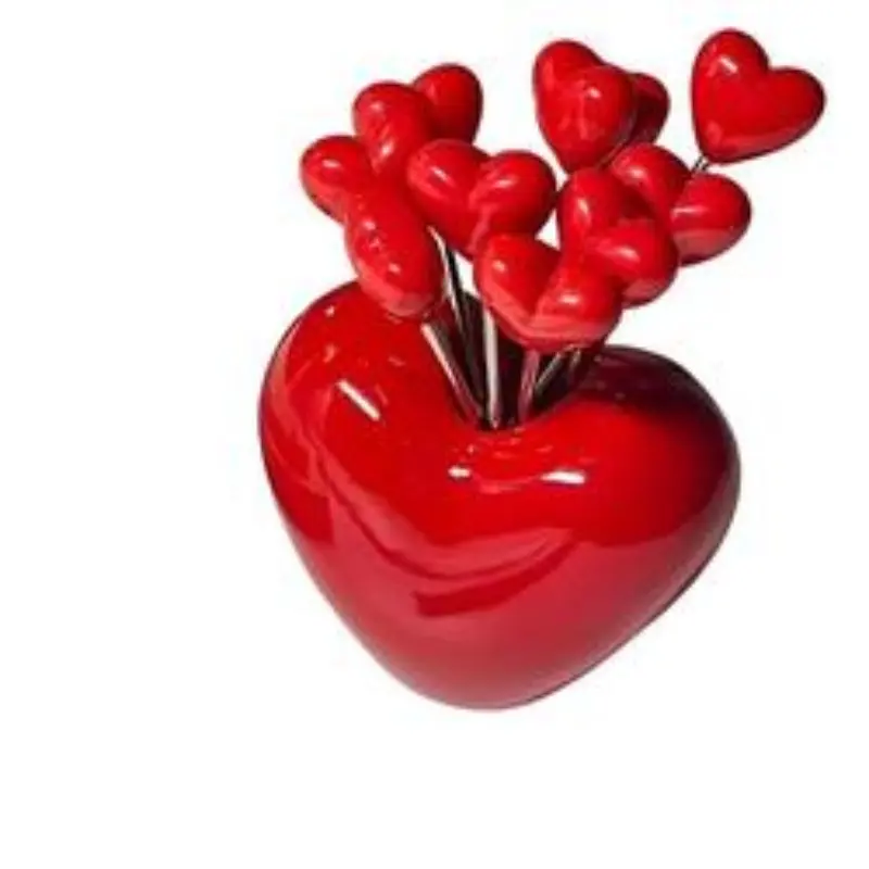 10 Piece Reusable Stainless Steel Heart Shaped Fruit Forks for Valentine's Day, Christmas, Weddings and Parties, Durable Snack Serving Utensils, Kitchenware Cutlery Tableware, for Romantic Themes