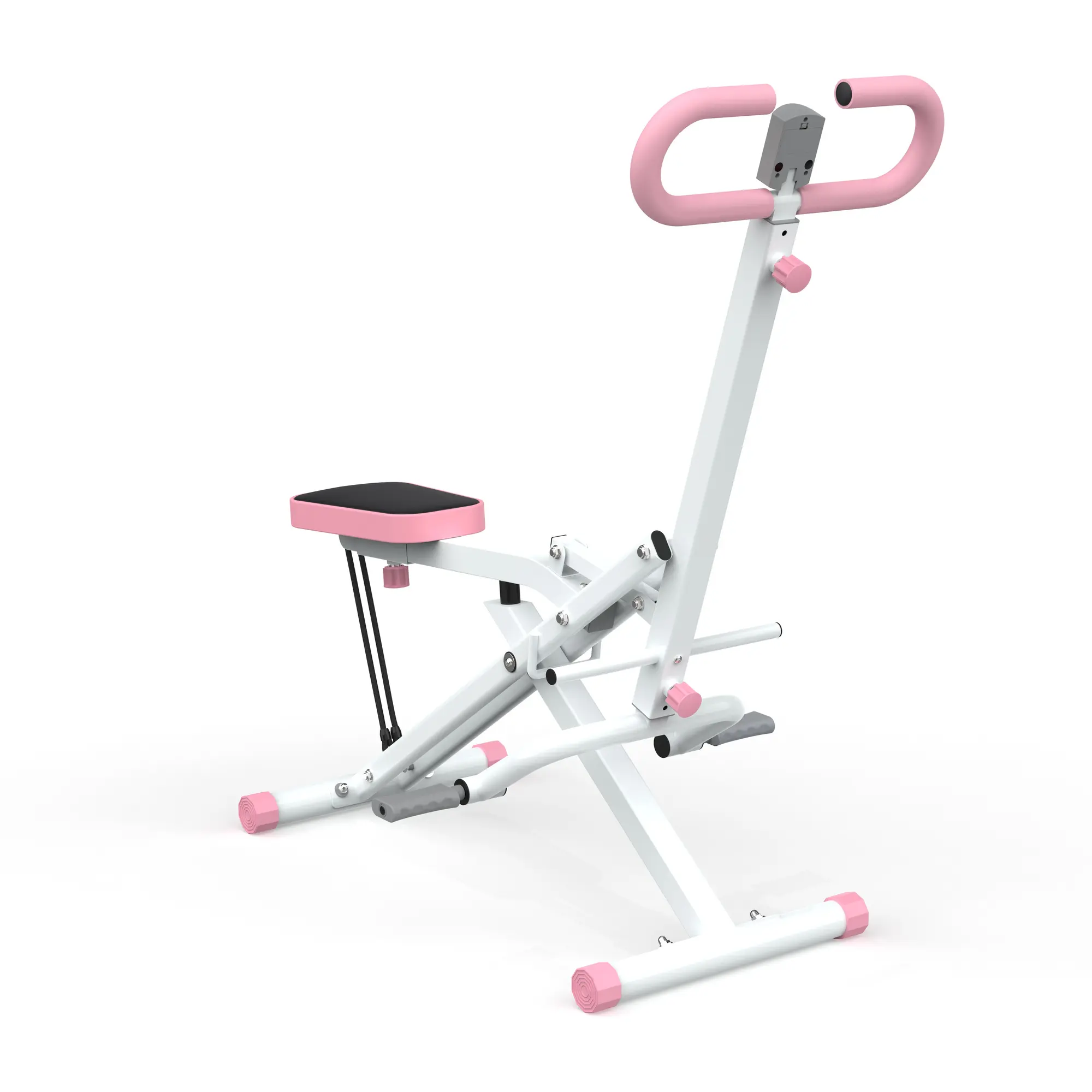 Squat Machine for Home, Foldable Assisted Squat Trainer with Padded Seat, Wide Pivoting Pedals, Detachable Resistance Bands and Digital Monitor, 250 lb Capacity