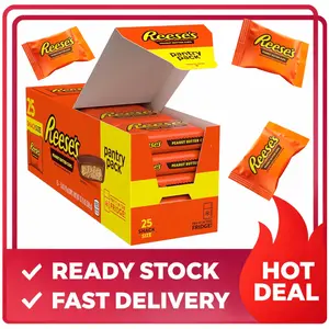 REESE'S Milk Chocolate Snack Size Peanut Butter Cups, Candy Pantry Pack, 13.75 oz (25 Pieces)