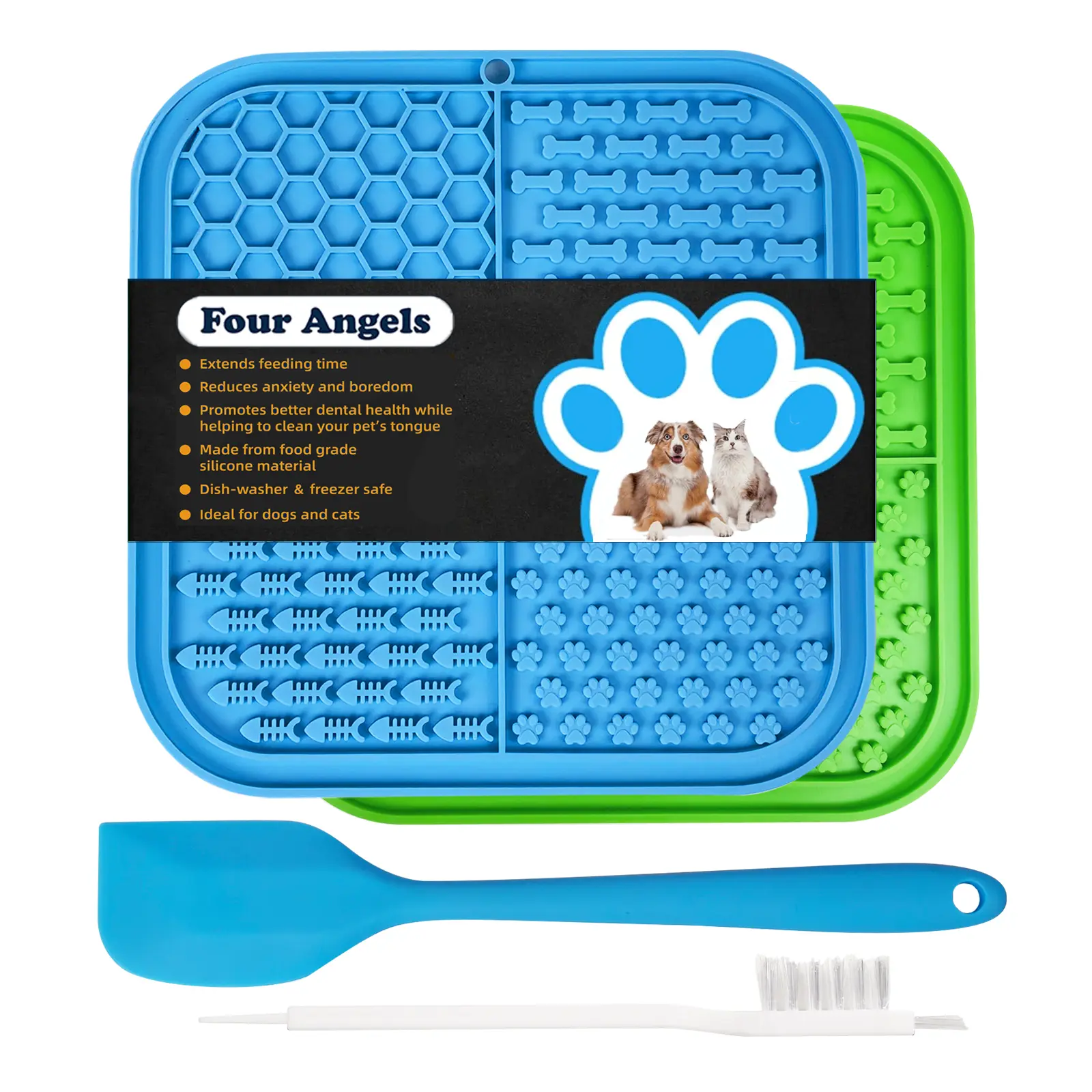 2PCS Lick Mat for Dogs and Cats,Dog Lick Mat for Anxiety Relief, Dog Toys to Keep Them Busy, Slow Feeder Dog Bowls, Bathing, Grooming and Training-MSD silicone
