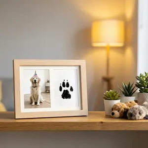 Pet Paw Print Photo Frame Kit, No-Mess Clean Touch Ink Pad, Dog Paw And Nose Print Kit, Keepsake Gift For Pet Dogs And Cats, Pet Paw Print Memory Keepsake Imprint Cards Pet Memory Gift