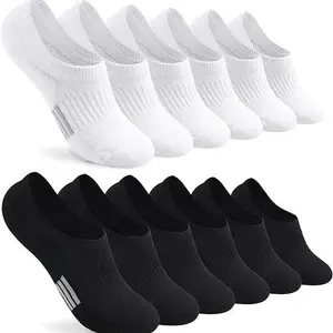 Women's No Show Socks, Cushioned Low Cut Hidden Liner, Athletic Invisible Ankle Running Socks for Sneakers 6 Pairs