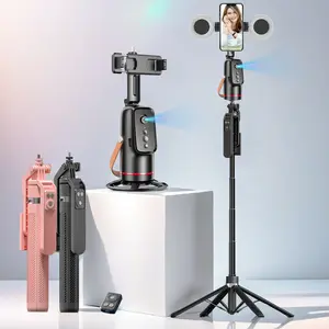 5-In-1 Smart Face Tracking Gimbal with Tripod, Wireless Selfie Remote, Light, Auto Rotation, Phone Stabilizer, Video Camera Mobile Phone Accessory Kit
