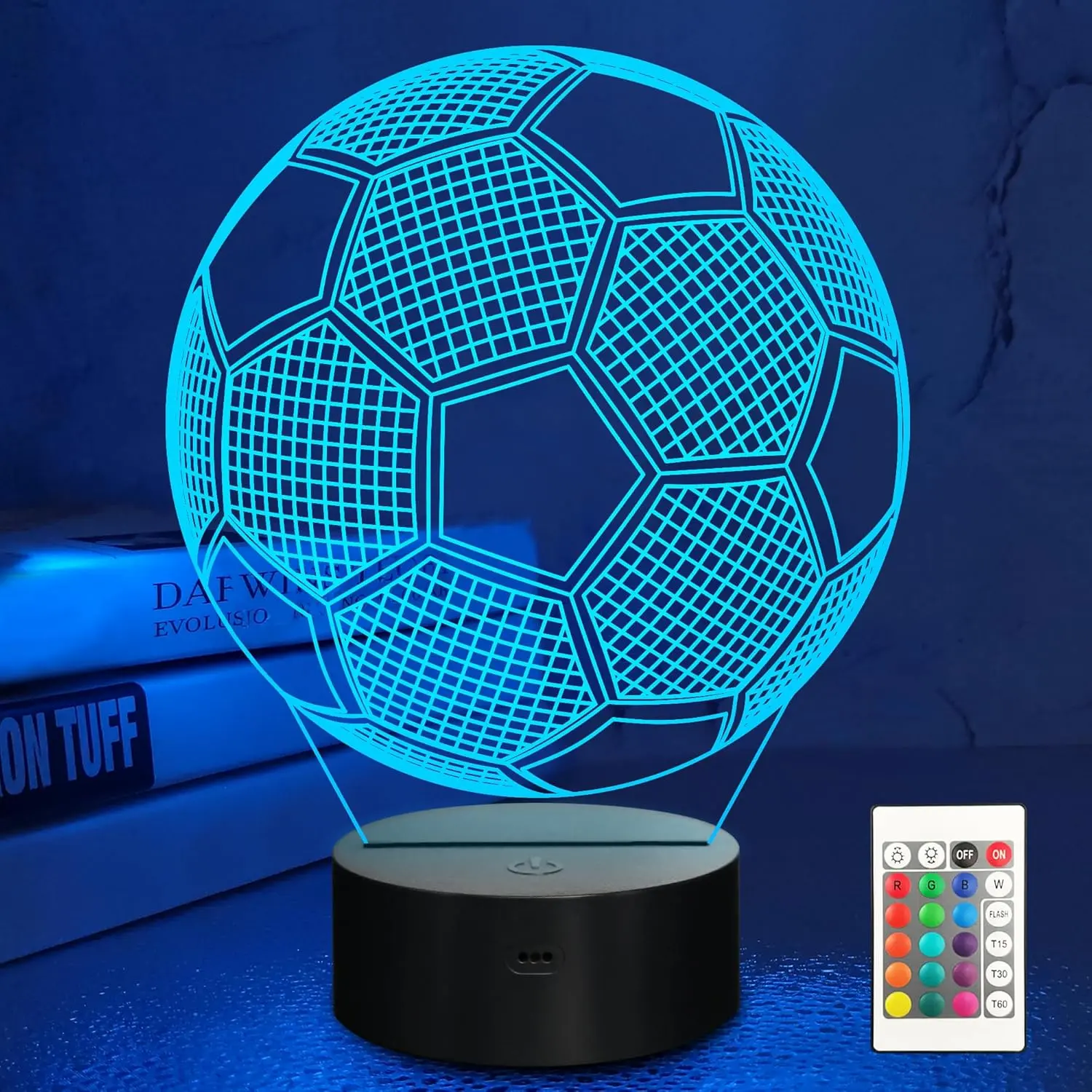 3D Football 3D Illusion LED Glow Table Lamp - 15.5*18cm Single Unit, USB Touch Control Plastic Body, Color Changing Party Light, Indoor Kids’ Xmas/Birthday Gift, Play Room Decorative Light