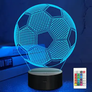 3D Football Night Light USB Touch Switch Decor Table Desk Optical Illusion Lamps  Color Changing Lights LED Table Lamp Xmas Home Love Brithday Children Kids Decor Toy Gift