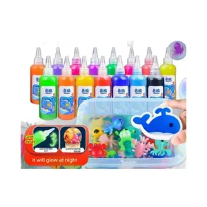 Ultimate Glow-in-The-Dark Water Gel Art Studio: 14 Colors + 12 Molds + Display Jar - Create Magic Jelly Crystals, Night Light Decor & Sensory Toys, Complete DIY Science Kit for Kids & Teens