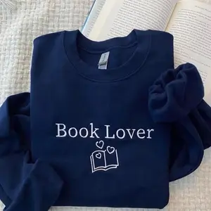 Embroidered Book Lover sweatshirt, Booktrovert Sweatshirt, BookWorm Sweatshirt, Cute Book Lover Shirt, Custom Embroidered Sweatshirt, Teacher Sweatshirt