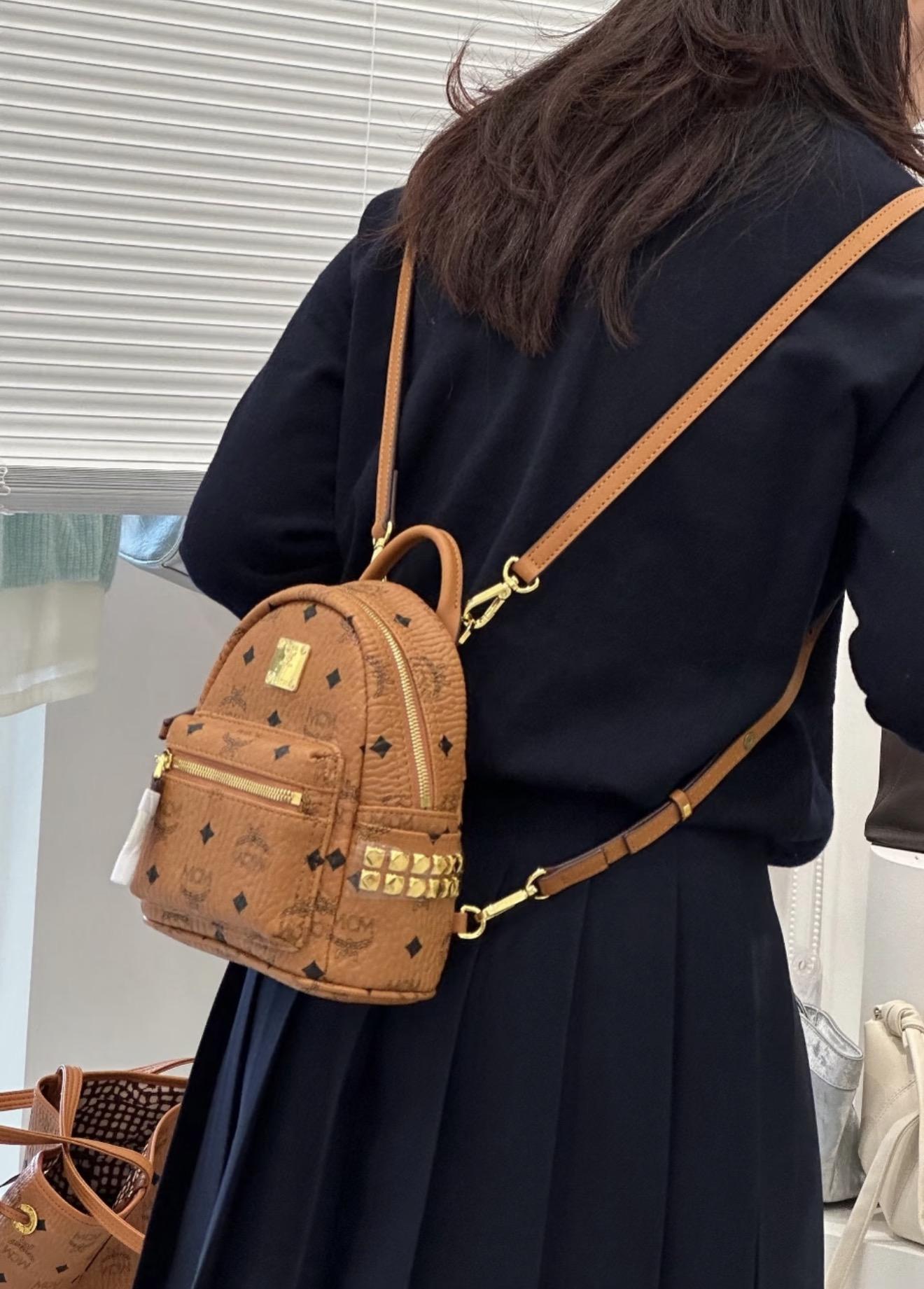 Pre-owned MCM Mini Stark Bebe Boo Backpack in Lauretos