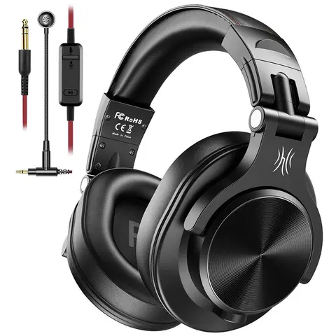 Oneodio Studio DJ Headphones for Monitoring, 3.5mm/6.35mm Wired Hi-Res Over Ear Gaming Headset with Boom Microphone for PC Ps4 Xbox One, Office Use, Computer Headset, Pc Accessories Gaming, Gaming Peripherals