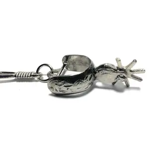 CHARRO SPURS WESTERN COWBOY METAL KEYCHAIN, LLAVERO VAQUERO ESPUELA CHARRA