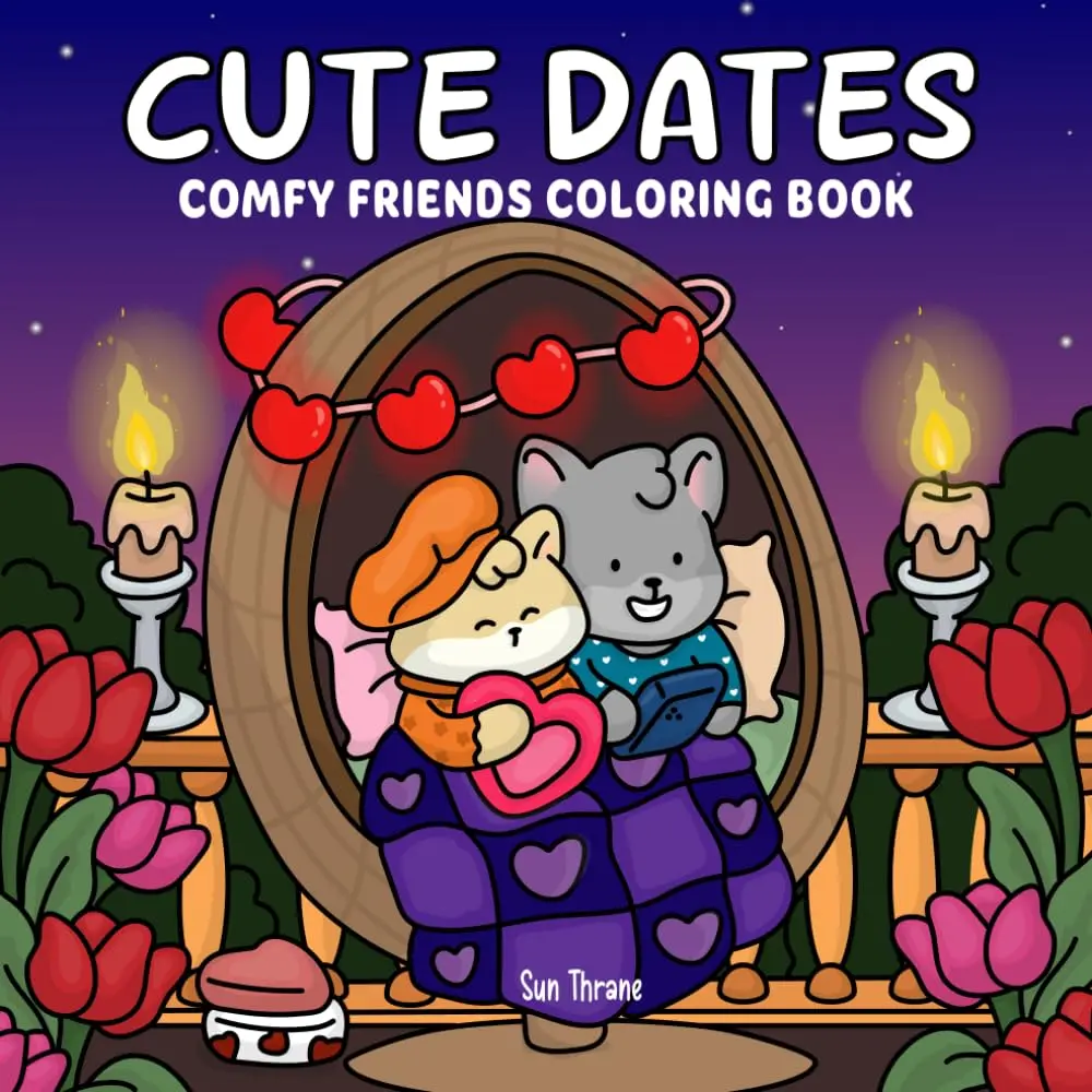 Cute Dates: Comfy Friends Coloring Book Featuring Animal Couples in Sweet Love Moments and Romantic Dating Scenes for Adults and Teens