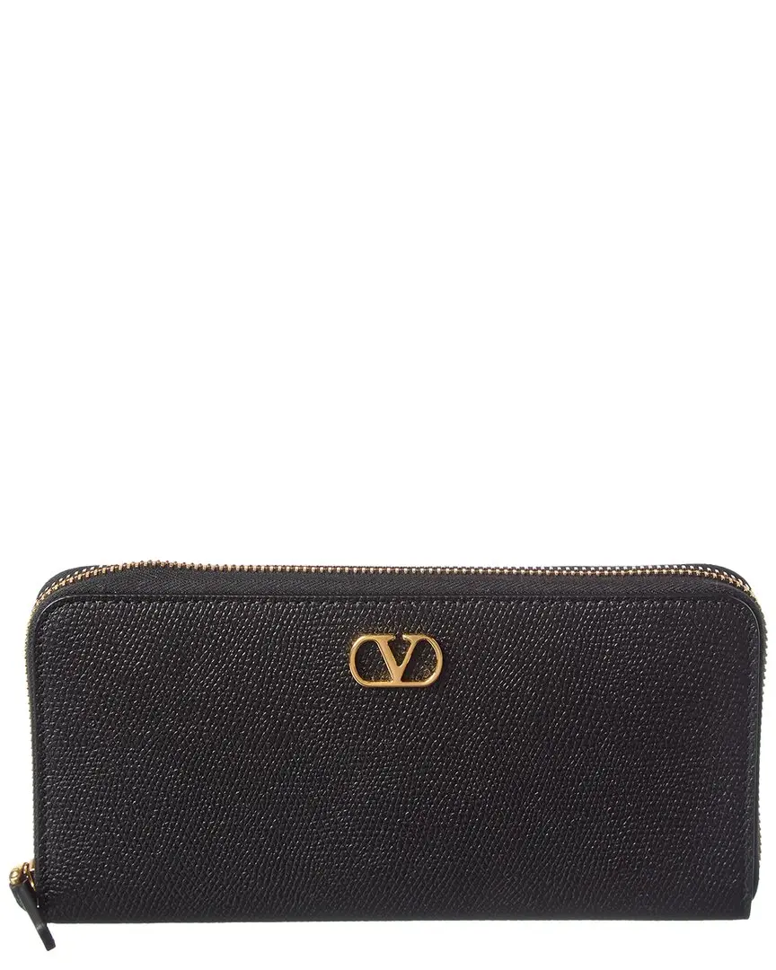 Valentino VLogo Leather Ziparound Wallet