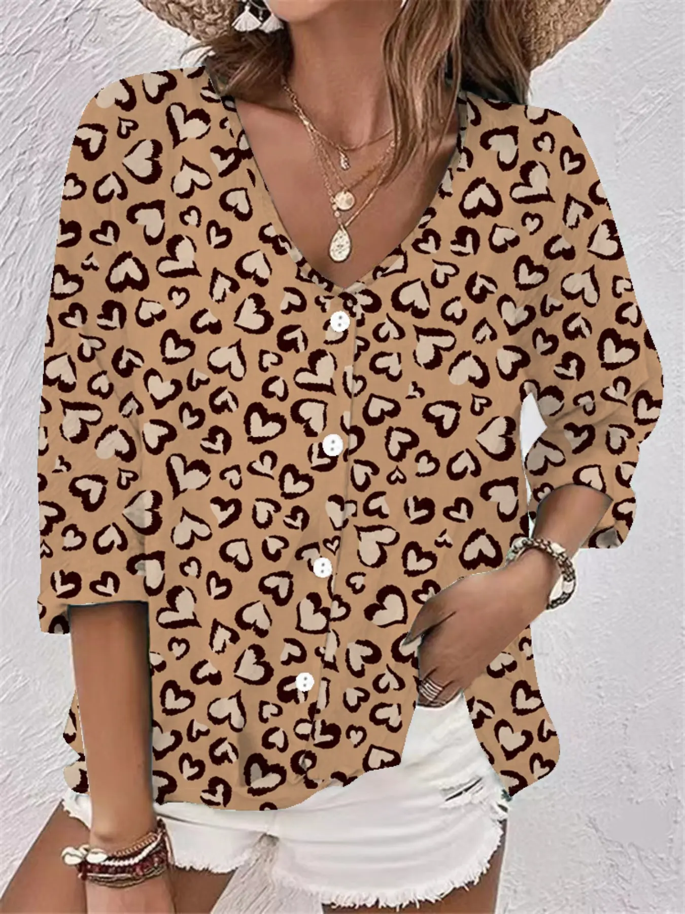 Women's V-Neck Button Front Chiffon Floral Print Casual Loose Fit Long Sleeve Cardigan, Fall & Winter Fashion