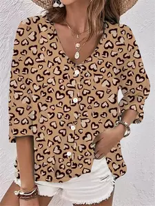 Women's V-Neck Button Front Chiffon Floral Print Casual Loose Fit Long Sleeve Cardigan, Fall & Winter Fashion
