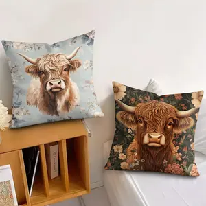 Mountain cattle fashion Cushion Cover Soft Short Plush Fabric Double-Sided Print Organic Breathable Sofa Pillow Case, Home Machine Washable in Perfect for Home Decor Warm Winter Home Child Gift