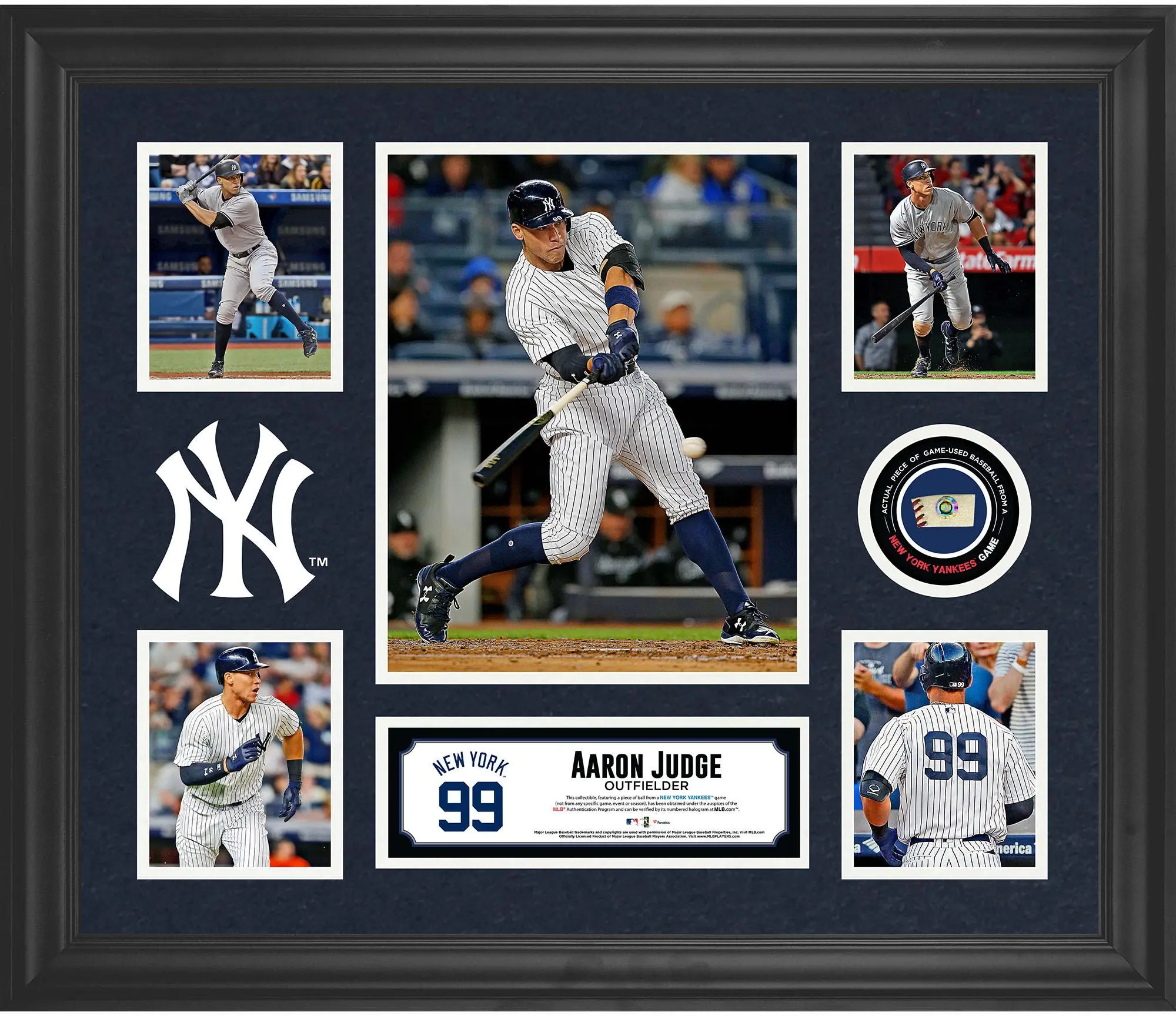 Aaron Judge New York Yankees Framed 20" x 24" 5-Photo Collage with a Piece of Game-Used Baseball - Fanatics Authentic Certified - MLB Memorabilia