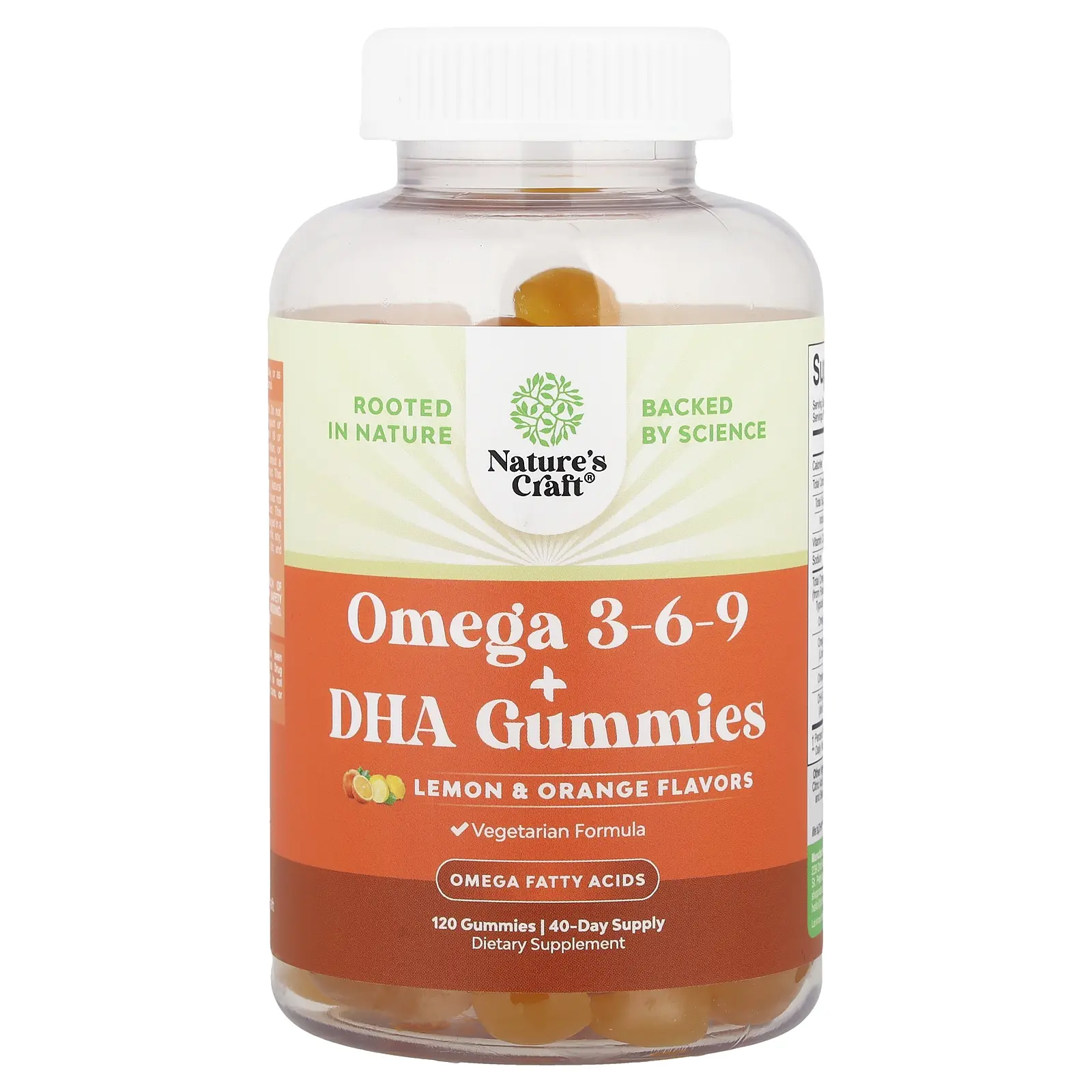 Nature's Craft Omega 3-6-9 + DHA Gummies, Lemon & Orange, 120 Gummies