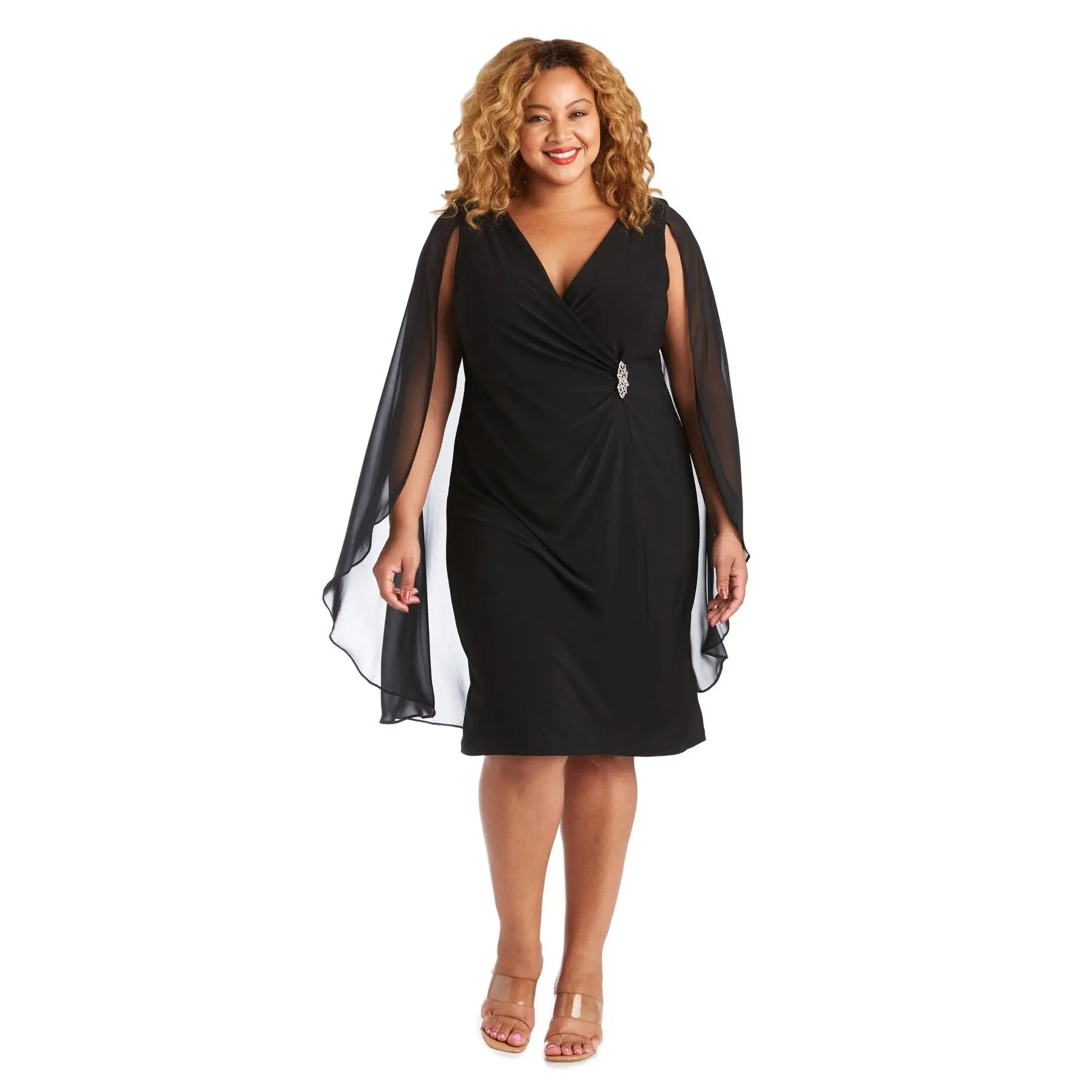 Chiffon Duster Cape Dress - Plus