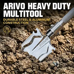 ARIVO 13 in 1 Survival Shovel Folding Multitool for Offroad Adventure, Snow/Sand Digging & Emergency Survival Kit