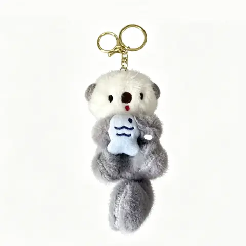 Cute Otter Fuzzy Keychain Pendant & Bag Accessories, Animal Lover Gift Idea, Perfect for Bags & Backpacks, Unique Design for Daily Use