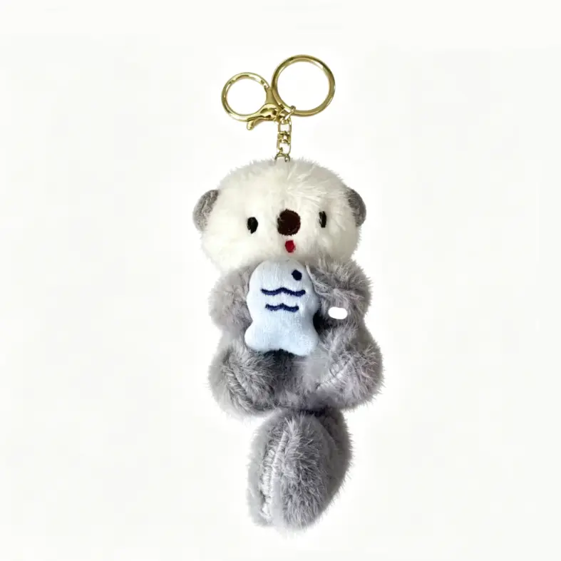 Cute Otter Fuzzy Keychain Pendant & Bag Accessories, Animal Lover Gift Idea, Perfect for Bags & Backpacks, Unique Design for Daily Use