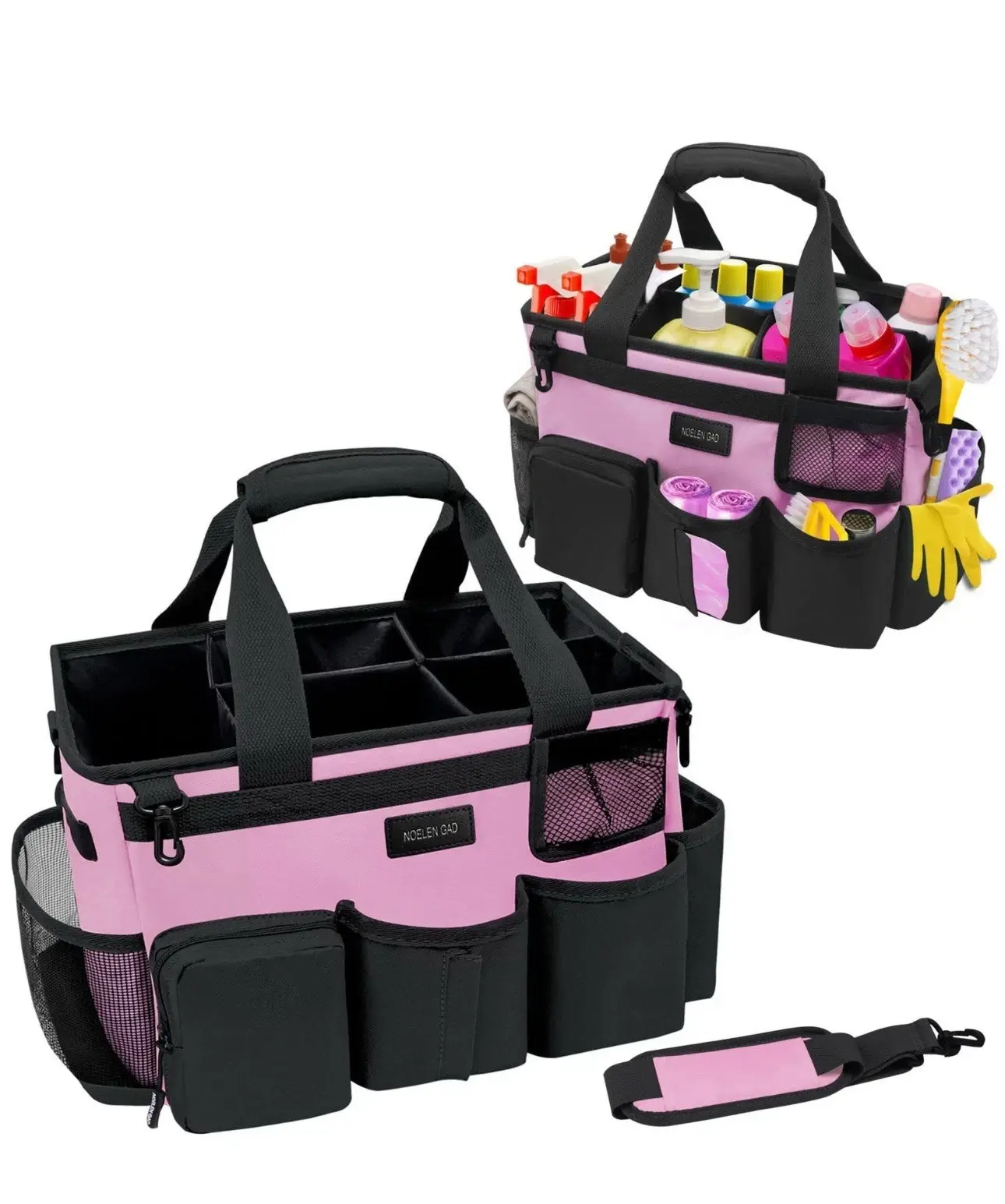 Pink Caddy Bag Cleaning Organizer Adjustable Shoulder Straps