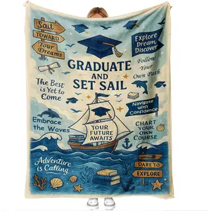 Graduation Gift Blanket, Inspirational Quote Throw for High School & College Grads, Unique Keepsake for Her or Him, Dorm Decor, 50'' x 60'', Grad Gifts, Birthday & Christmas