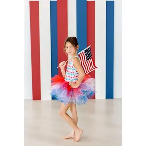 Red, White & Cute Tank Tutu Leotard for Toddler & Kids | Elegant Sleeveless Flare Frock Dress -Girl's Comfortable Summer Outfit - For Dance , Party ,Birthday, Easter & Casual Wear - Kids Fashion
