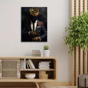 Black King with Golden Crown - African American Canvas Wall Art, Print for  Decor, Ornaments Decoration Modern Art Design Abstract Face Design