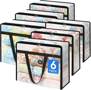 TasticTotes 6 Pack 90L Clear Storage Totes – Zipper Organizer Bags for Comforters, Clothes & Home Organization