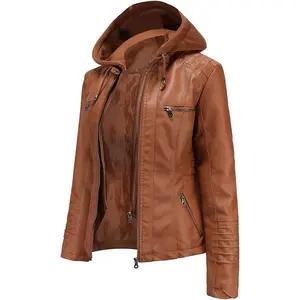 Women's Trendy Faux Leather Jacket Moto Short Jacket Fashion PU Jacket Coat Womenswear Tops