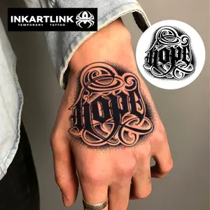 INKARTLINK Tattoo Tech, 2 Sheets Medium Semi Permanent Tattoo, Adult Art Design Temporary Tattoos, Lasts 1-2 Weeks, Waterproof, Realistic Look, No Adhesive, No Reflection (Hope Design)