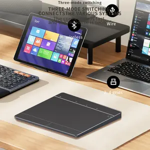 JOMAA Bluetooth+Wired+2.4G Portable Touchpad Aluminum Alloy Slim High Precision Touchpad Rechargeable Wireless Trackpad Mouse for Windows/Laptop/IOS