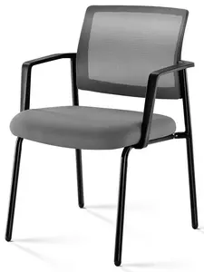 Mesh Back Stacking Arm Chairs, Upholstered Fabric Stacking Chairs, Sturdy Metal Stacking Chairs, Outdoor and Indoor, for Home, Office, Party