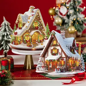 2 pcs Christmas Building Block Style 5D Diamond Painting Kit - DIY Sparkling Crystal House Ornaments, Handmade Holiday Craft for Xmas Tree & Home Decor, Perfect Gift for Collectors (Ages 12+)