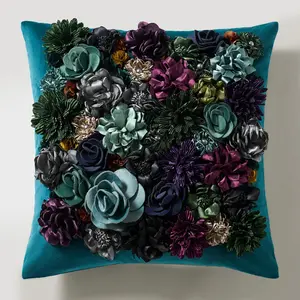 Z Gallerie Posy Square Decorative Pillow 18" - Cerulean Sofa Cushion Cover Soft Touch Cushion Room Cozy Accessories