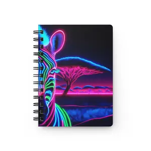Spiral Bound Zebra Journal- Neon