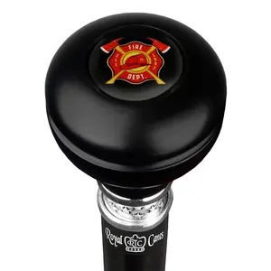 Fire Department Emblem Knob Stick: Large Knob, Pewter Collar