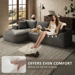 [Summervibes] Boneless Sectional Couch 107'' Modular L-Shaped Boneless Couch Modern Woven Textured Sectional Couch with Chaise Convertible Design No Assembly Required Perfect for Living Room Spring Home Decor Family Gift