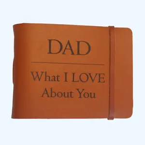 What I Love About You Dad Fill-in Book, Personalized Leather Journal for Dad,  Fathers Day  from Daughter, Sentimental Custom Book for Dad's Birthday, Christmas Stocking Stuffer (Classic)