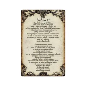 8*12 in 'Salmo 91 Vintage Metal Signl Spanish Psalm Wall Decorfor Christian Homes & SpiritualSpaces