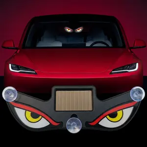 Solar LED Evil Eyes Car Atmosphere Light - Gesture Design RGB Warning Strobe Lamp, Smart Motion & Light Sensor, Suction Cup No-Wire Install