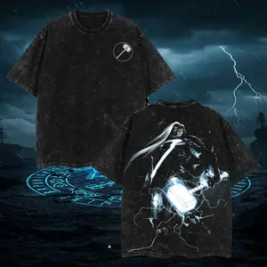 Son of Odin Thorrr "Herald of Thunder" - MCUU verse Edition Double Printed Oversize Lightweight Acid Washed Tee Movie TV Series Vintage Graphic Design Top Cotton Movie lovers / Comic Superheroes Streetwear T-Shirt Clothes Hoodie Menswear Womenswear.