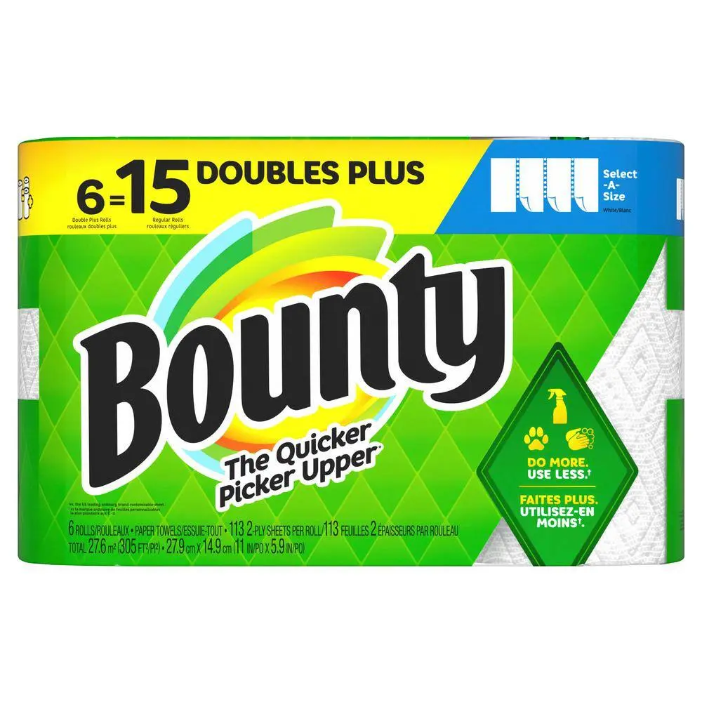 White, Select-A-Size Paper Towels (6 Double Plus Rolls) Kitchen Pack