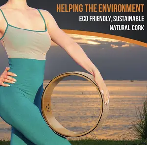 pete's choice Cork Yoga Wheel, Cork Yoga Blocks - Extra Firm High Density Yoga Bricks I Natural & Eco-Friendly. Bonus eBook & Free Yoga Strap